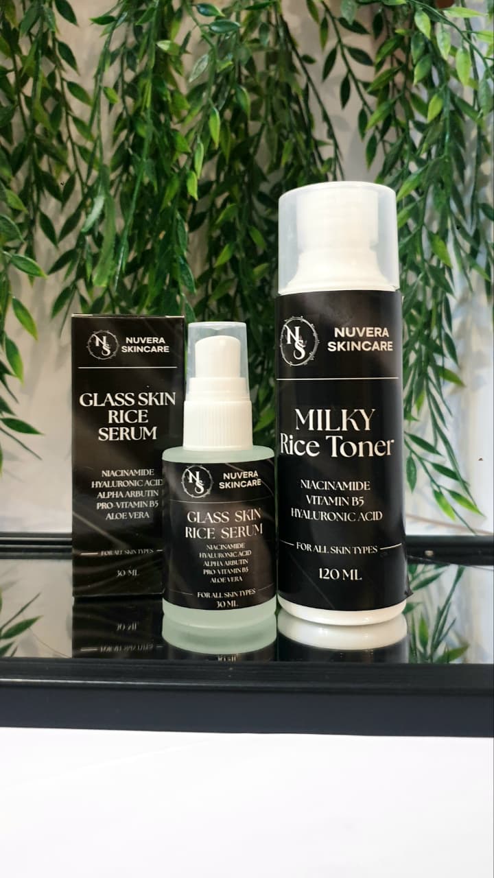 Milky Rice Toner and Glass Skin Rice Serum - Rice Duo by Nuvera Skincare